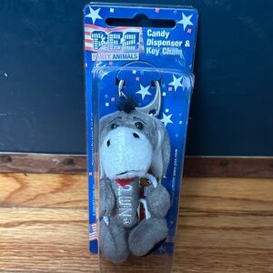 Vintage Plush Eeyore PEZ Candy Dispenser & Key Chain